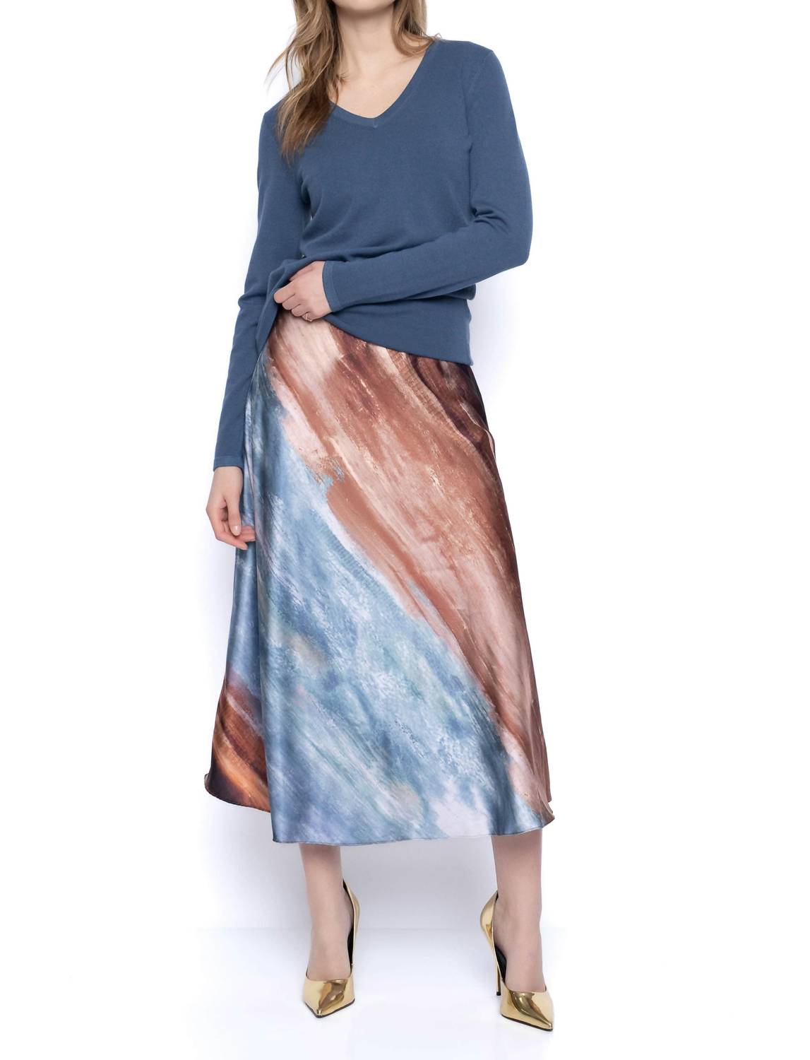 

PICADILLY Длинная юбка, скроенная по косой, коричневого цвета