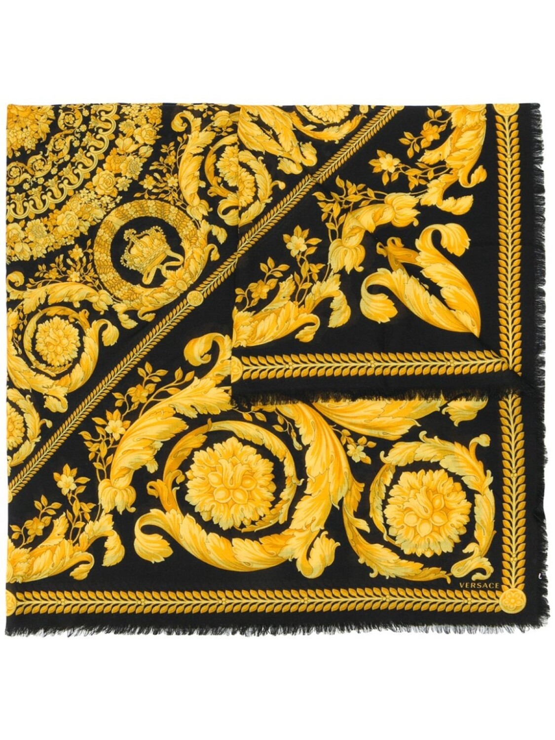 

Шаль с узором Barocco и бахромой Versace, черный