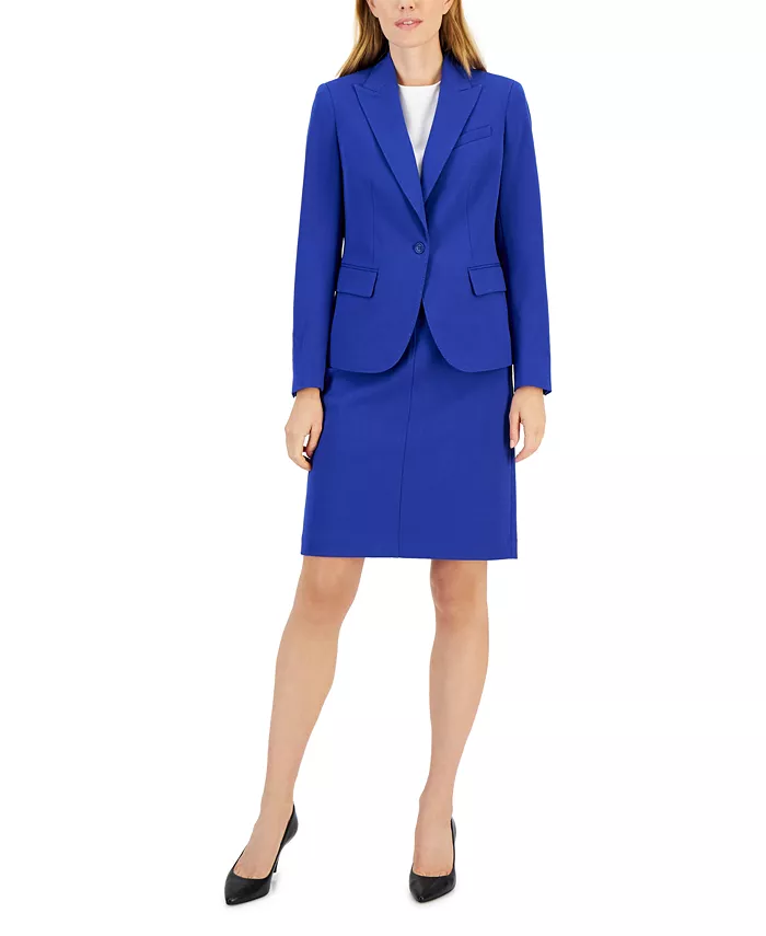 

Юбка-костюм с одной пуговицей и силуэтом А-силуэта из коллекции Missy & Petite Executive Collection Anne Klein, синий