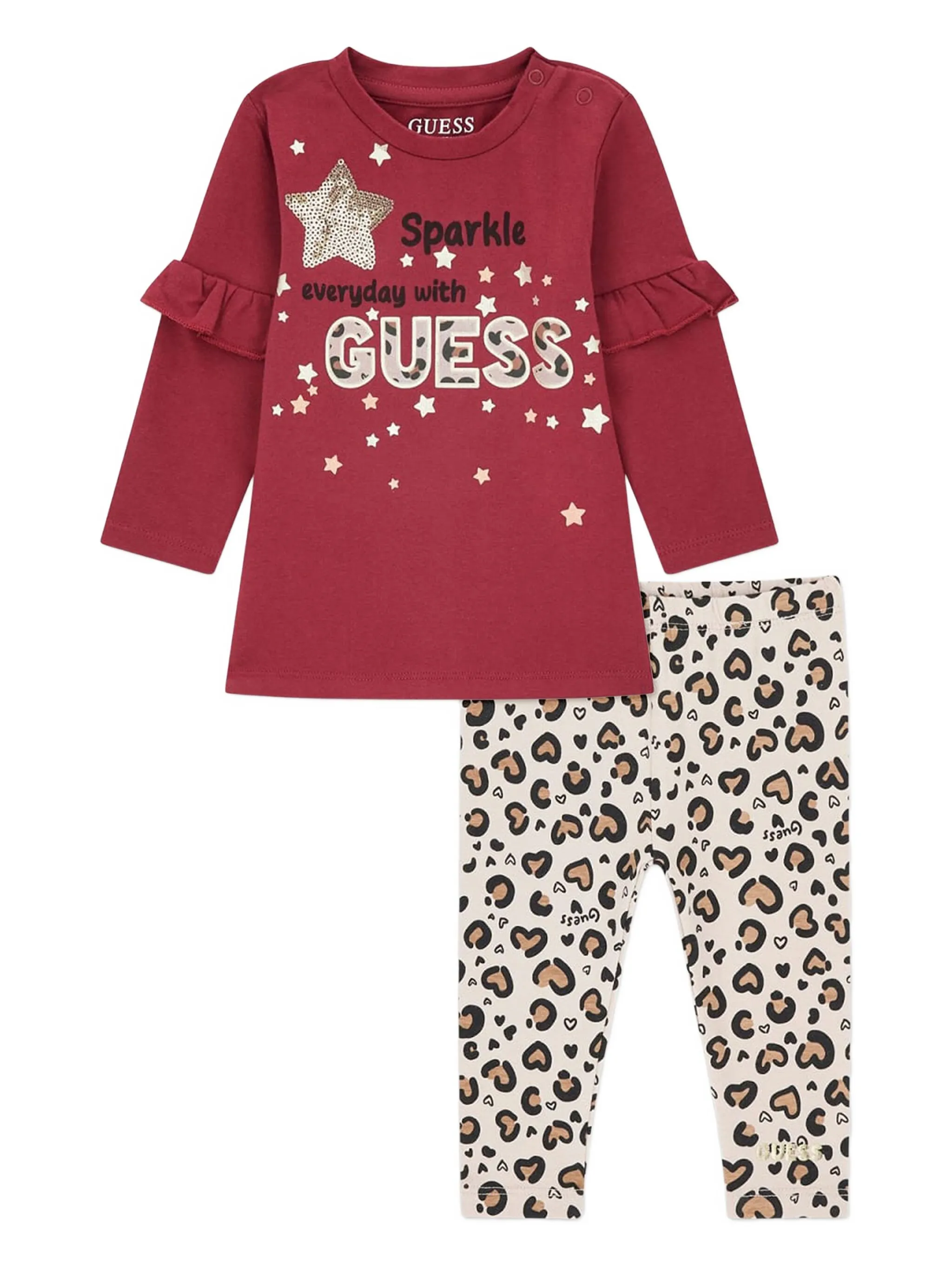 

Комплект из двух легинсов с леопардовым принтом Guess Kids, красный