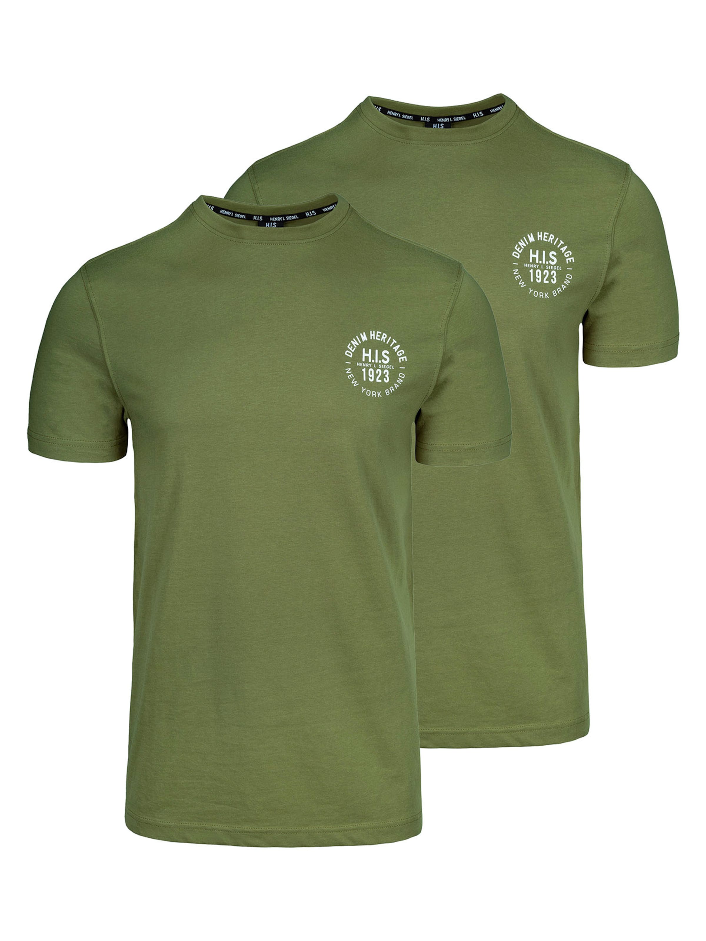 

H.I.S Футболка 'Denim Heritage 1923' в цвете Olive