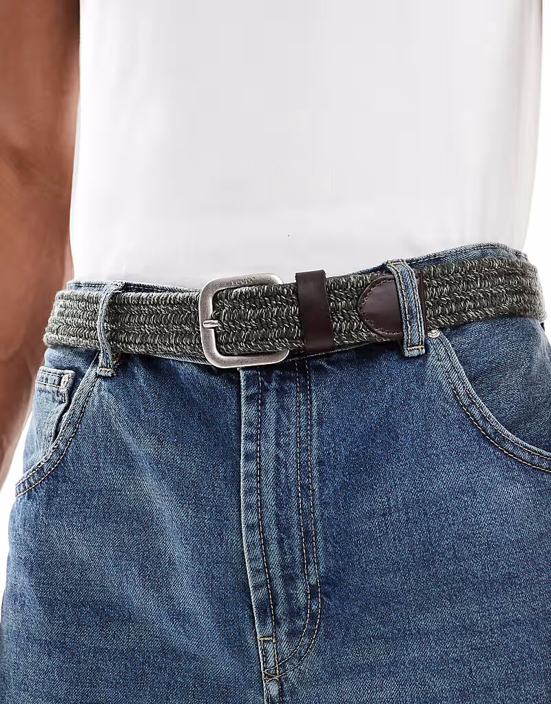 

Эластичный тканый ремень Levi's оливково-зеленого цвета