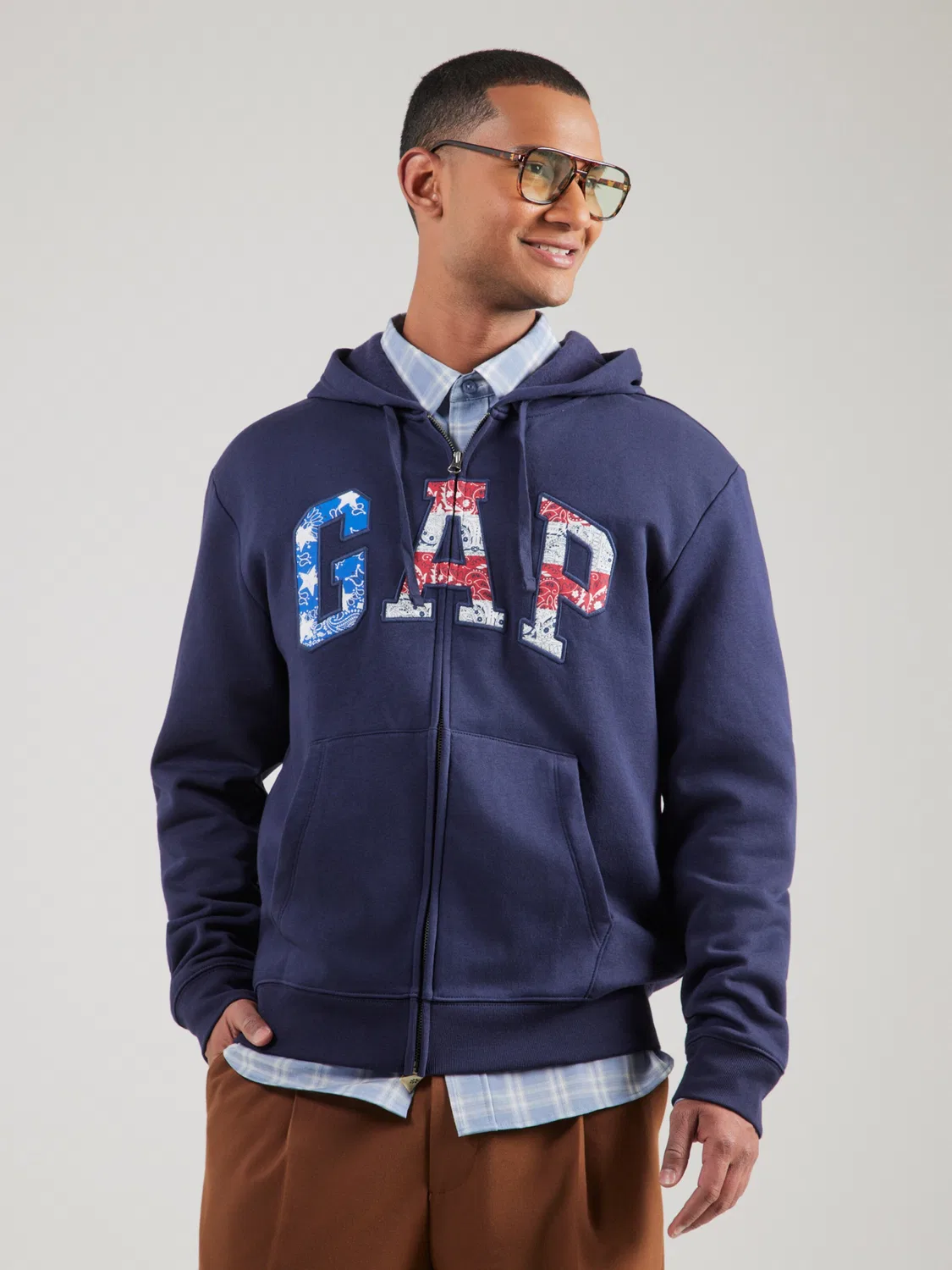 Толстовка на молнии Gap HERITAGE синего и темно-синего цвета — фото 3