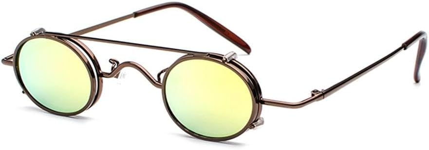 

Винтажные круглые солнцезащитные очки со съемными линзами для мужчин и женщин в стиле стимпанк, ретро, ​​маленькие круглые очки в металлической оправе KTUCN, C2brownyellow