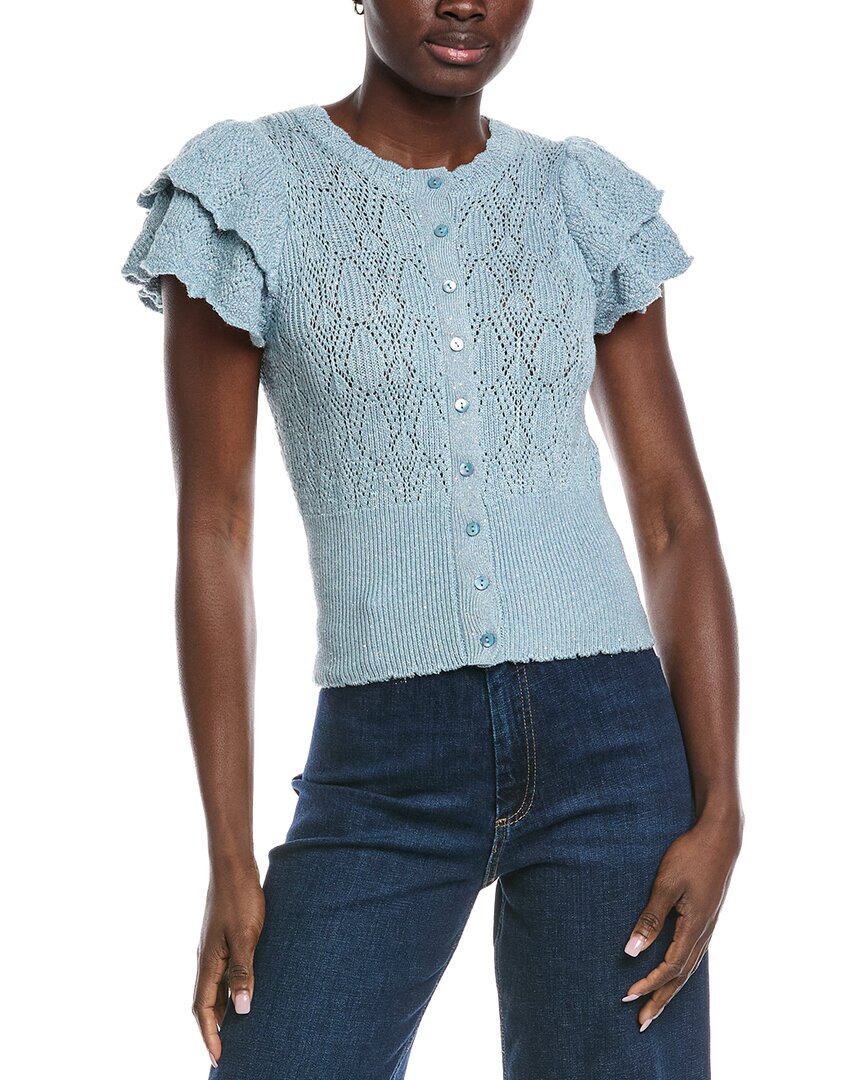 

Осенний кашемировый топ с ажурной вязкой Autumn Cashmere, синий