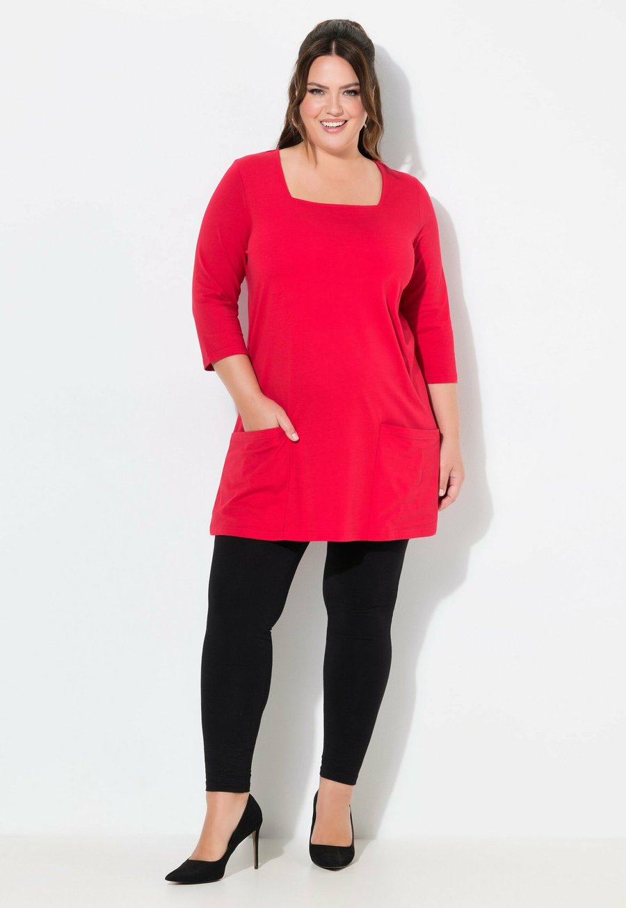 

Топ Ulla Popken PATCH POCKET 3/4 SLEEVE , Lychee/Light Pink