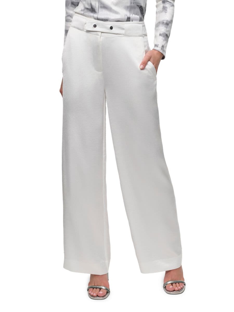 

Широкие брюки с поясом DKNY, слоновая кость