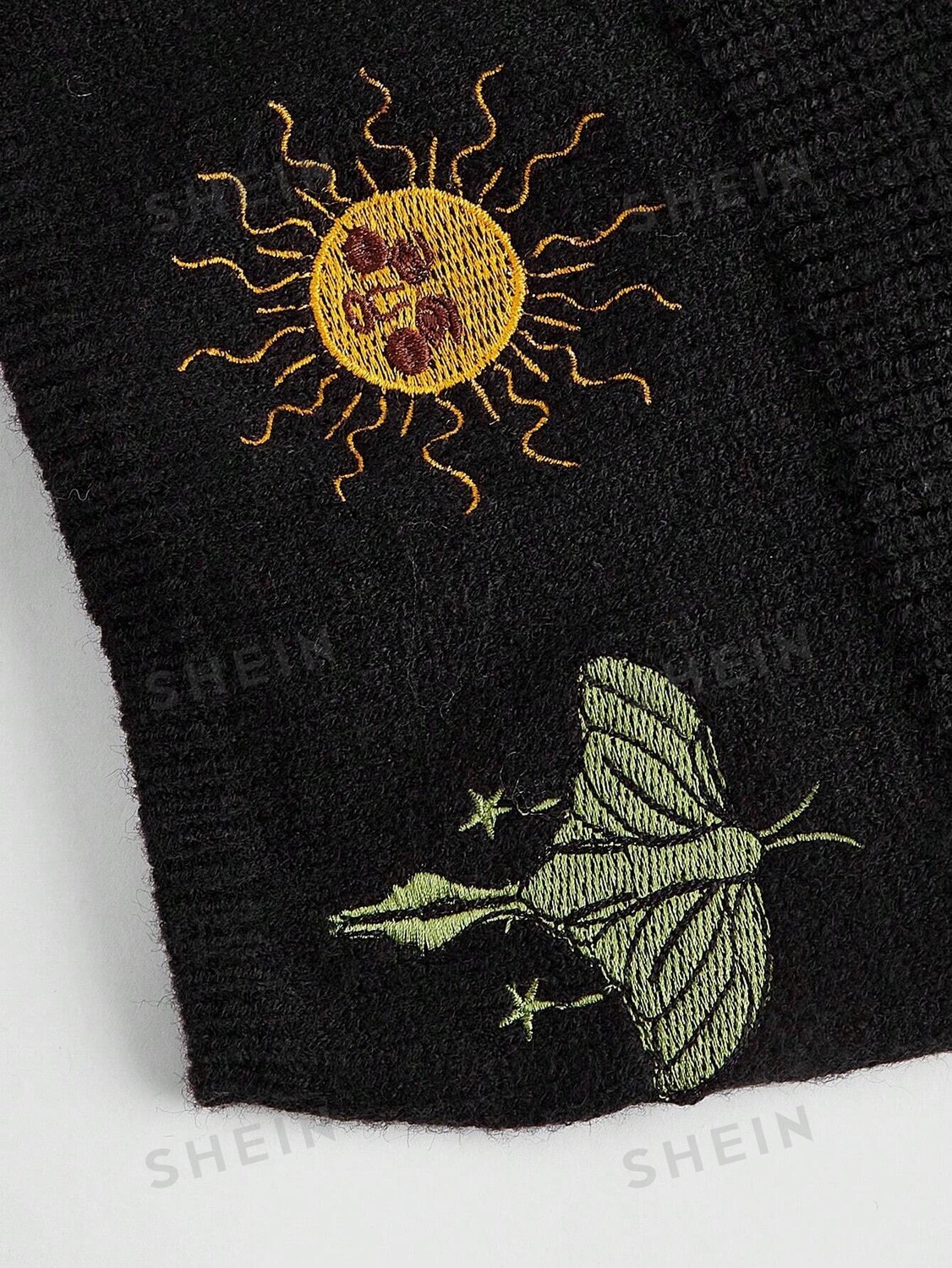 

Топ трикотажный Romwe Hippie Sun с вышивкой, черный