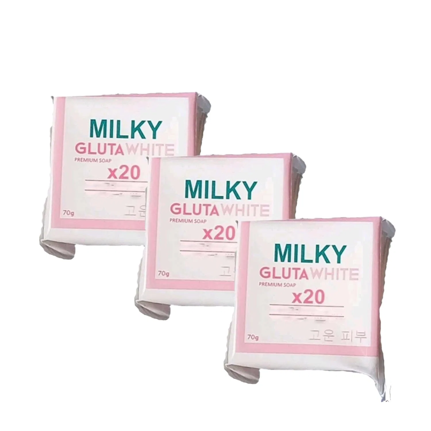 Осветляющее мыло Gluta Milky White Bar Soap 20x для лица и тела Generisch, 3Pc