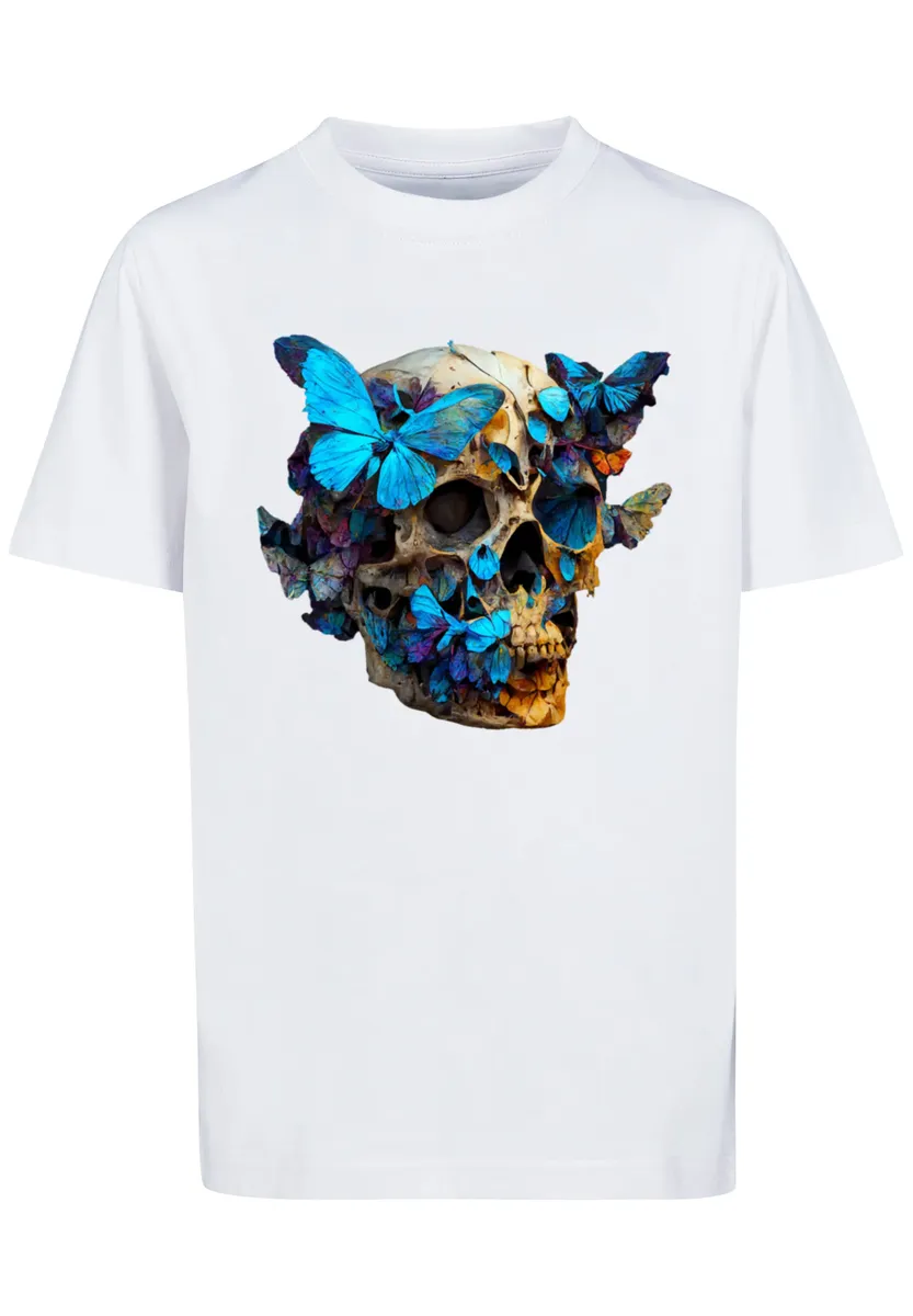 

F4NT4STIC Футболка "Butterfly Skull TEE UNISEX", принт, белый
