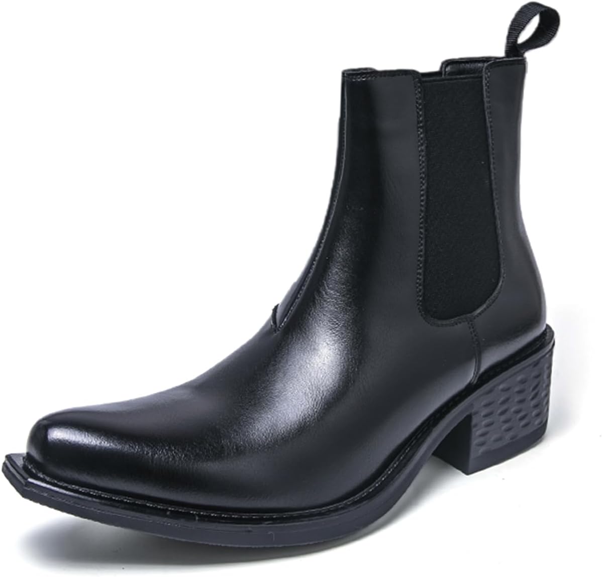 

Мужские кожаные слипоны Chelsea, ботинки до щиколотки и средней голени, с заостренным носком, массивным каблуком, стильные, для повседневной носки, делового офиса, официальных встреч и общественных мероприятий Psieicwm, черный