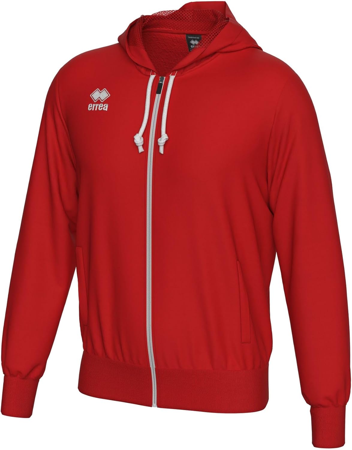 

Худи ERREA на молнии, унисекс JACOB, капюшон на сетчатой подкладке, карман-кенгуру, ребристые рукава, ребристый низ, красный