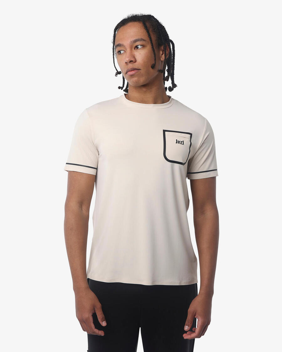 

JAKED Синтетическая фитнес-футболка цвета экрю для мужчин