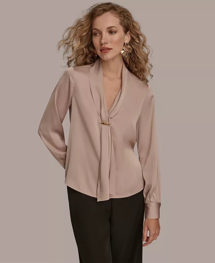 

Женский топ с длинными рукавами Donna Karan New York, загар/бежевый