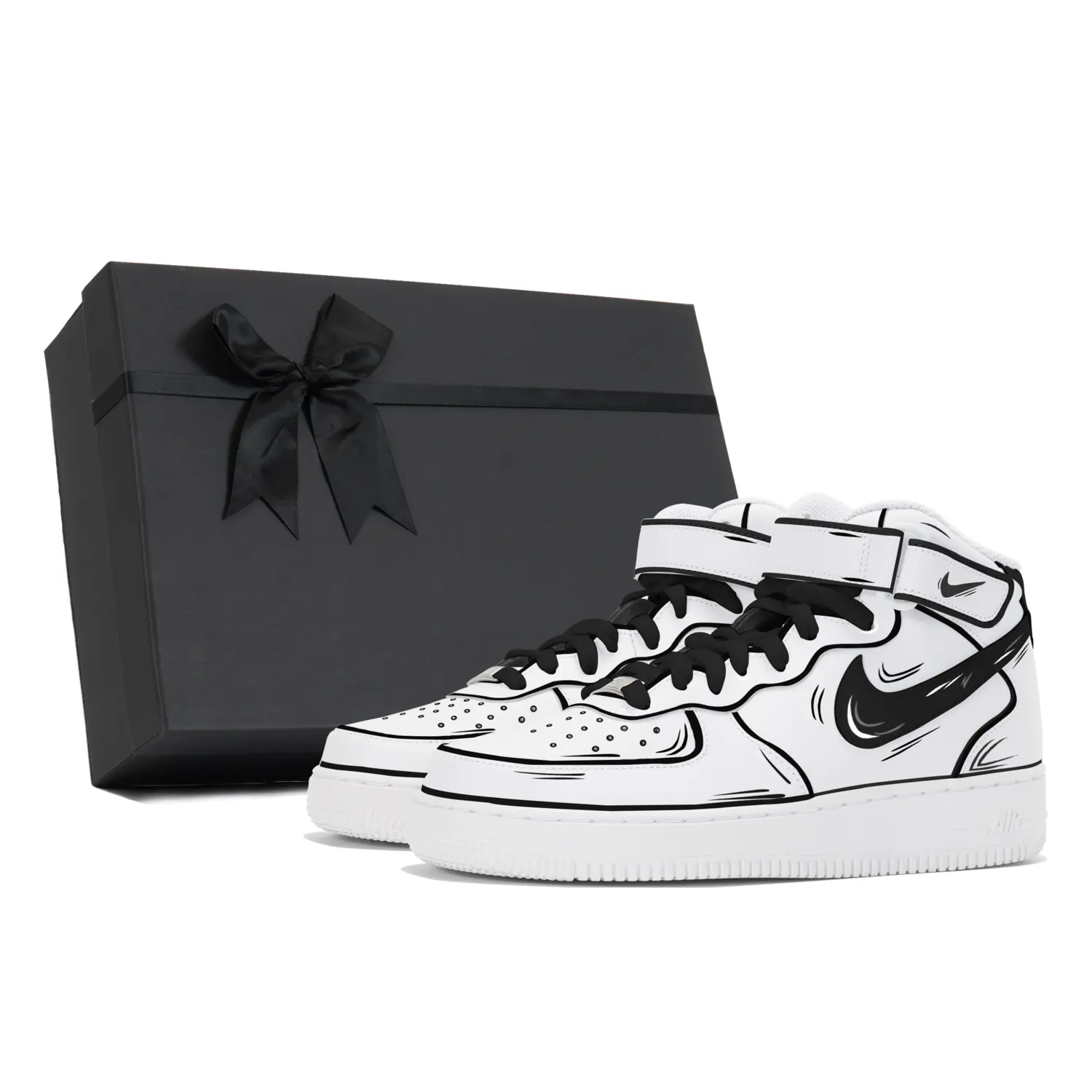 

Nike Air Force 1 Устойчивые к скольжению и истиранию кроссовки для скейтбординга мужские бело-черные