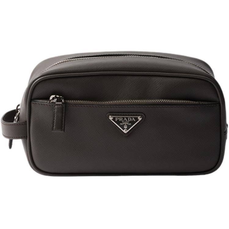 

PRADA Кожаная дорожная косметичка мужская бамбуковая и пробковая бежевая