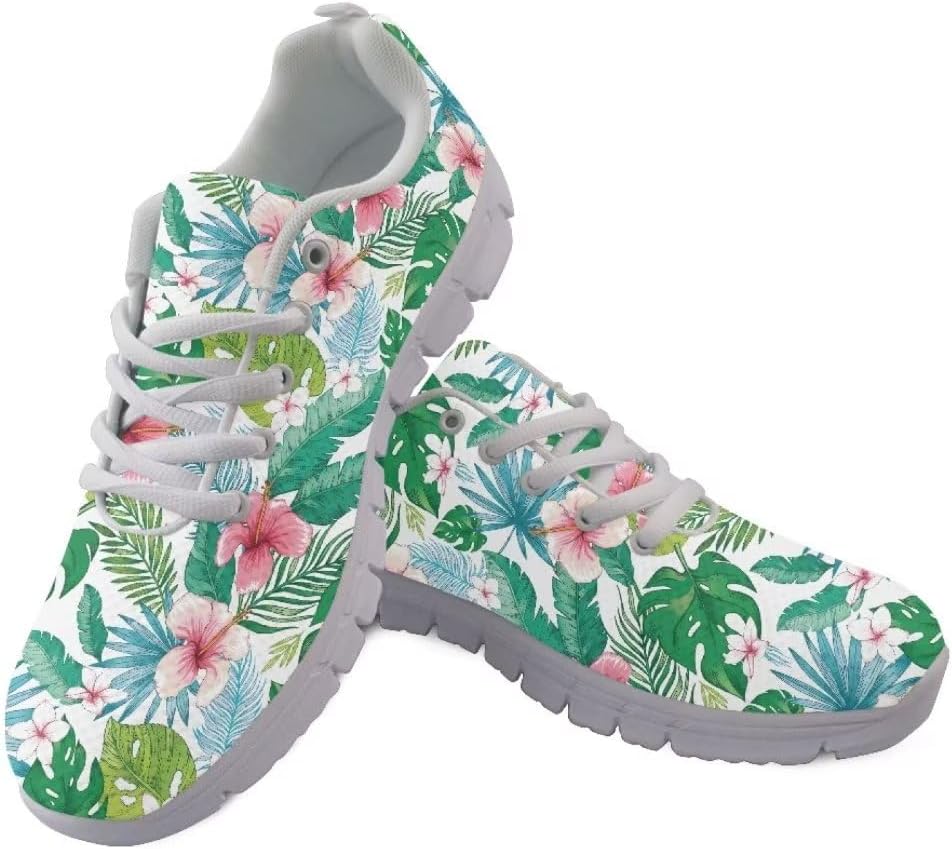 

Кроссовки Jeiento с нескользящей подошвой для женщин и мужчин, модные кеды, удобная спортивная обувь для тренировок, подростковые девочки, повседневная обувь из сетки, плоская подошва, Hawaii Hibiscus