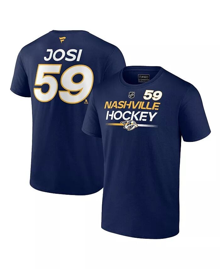 

Мужская темно-синяя футболка Roman Josi Nashville Predators Authentic Pro Prime с именем и номером Fanatics, синий