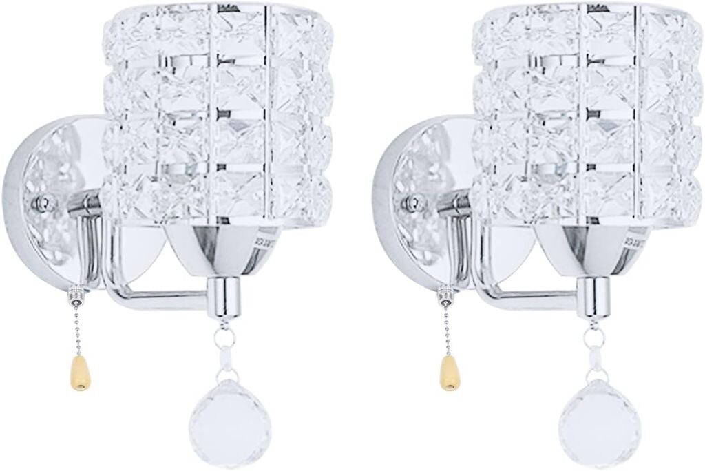 

Хрустальный настенный светильник, 2 шт., серебряный светодиодный ночник, настенный светильник для прихожей, красивый и элегантный 220 В E27 * 2 для спальни, гостиной, столовой GreatDEshop2021, серебро