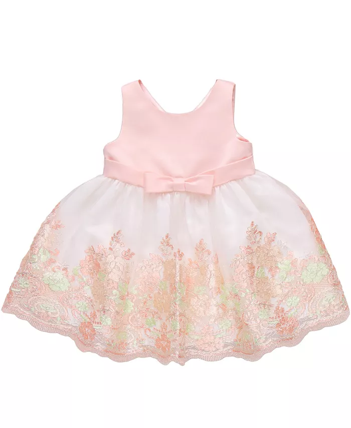 

Платье праздничное из сатина с вышивкой и фигурным краем для девочек Baby Girls Bonnie Baby