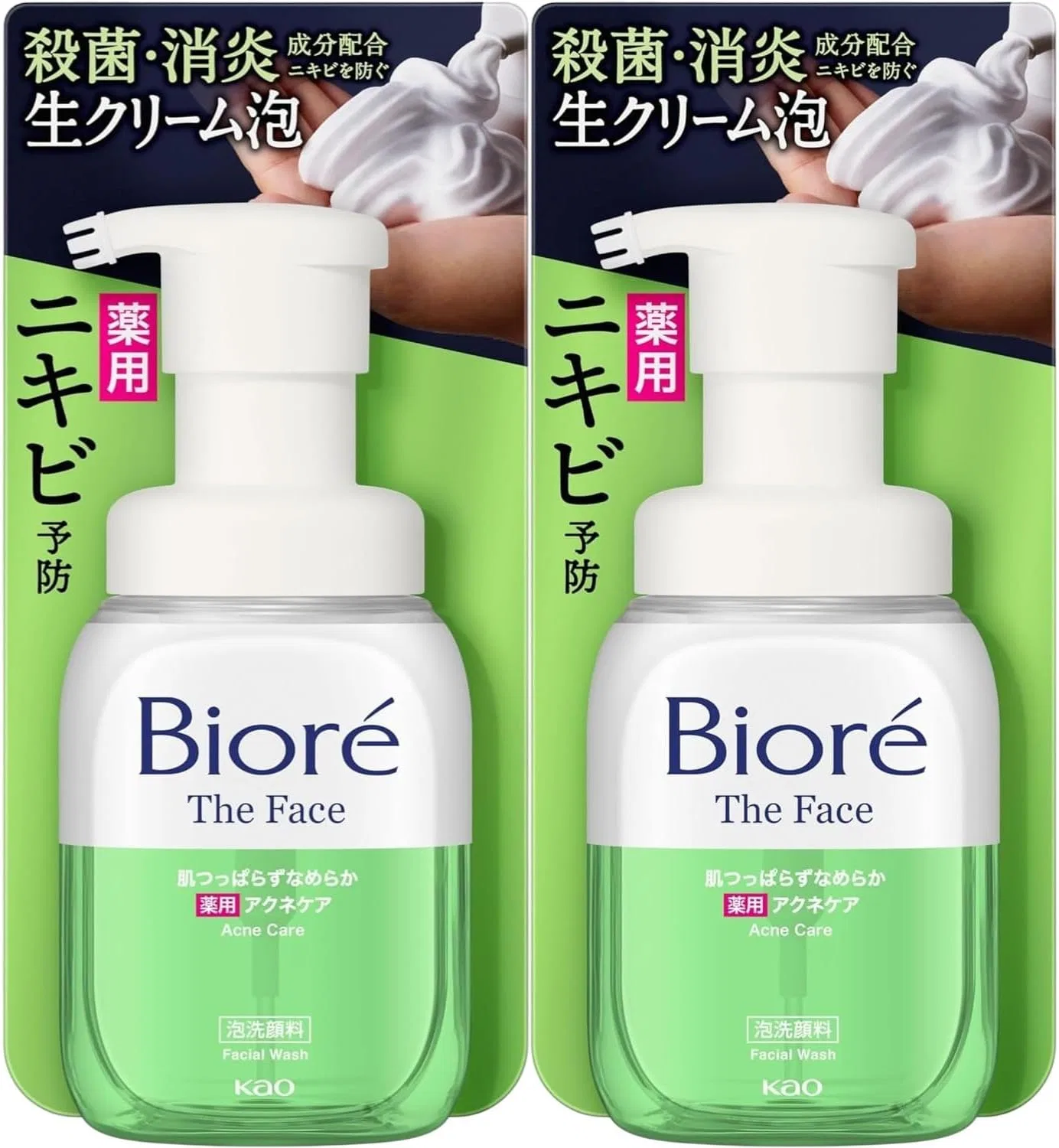 Набор Moruro — Biore The Face Foaming Facial Cleanser Acne Care 200 мл, набор 2 шт