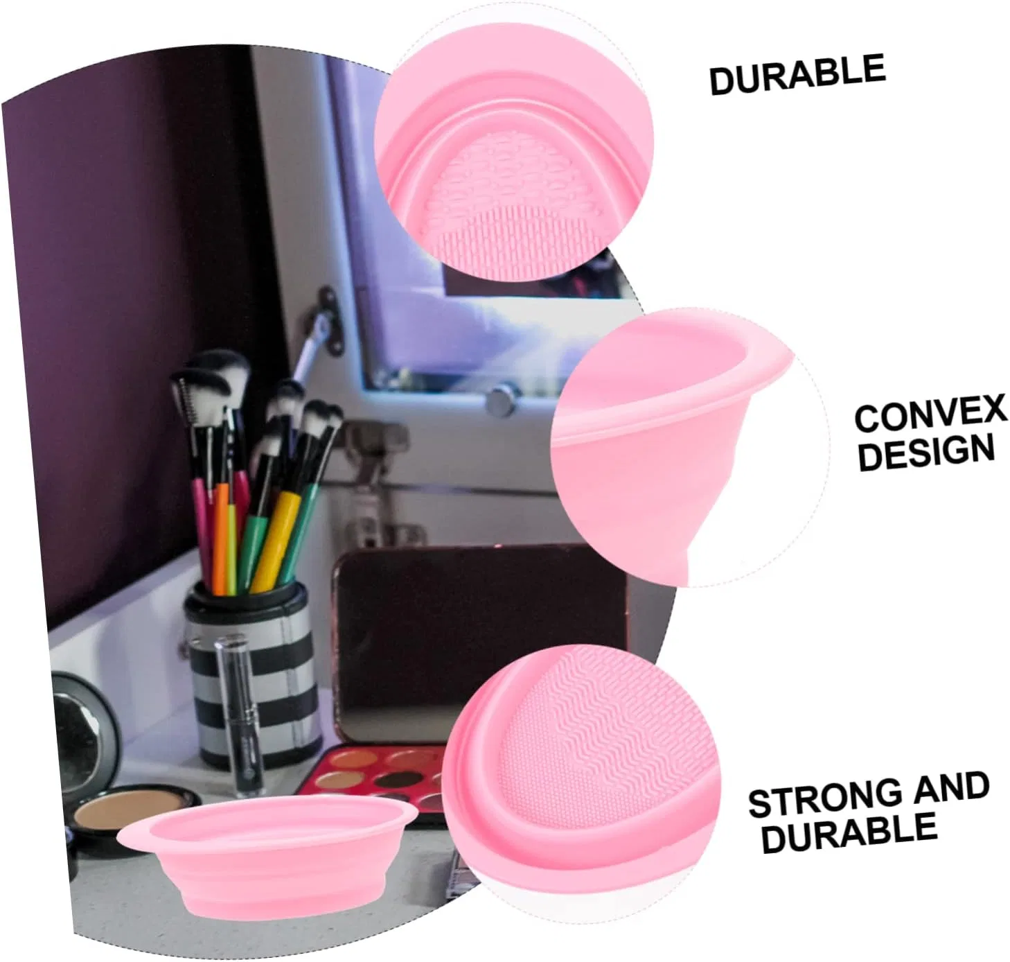 Коврик для очистки кистей Silicone Awning Mat Beatifufu розовый — фото 4