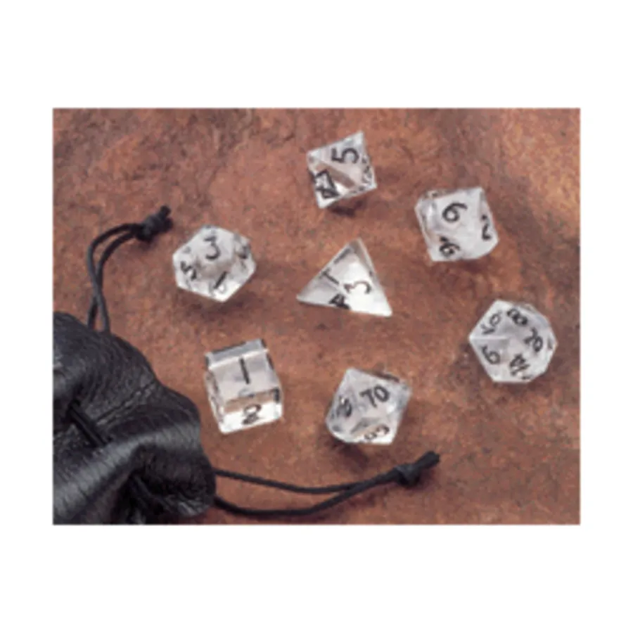 

Прозрачный кварц (7) с мешочком, Dwarven Stones - Dice Carved From Real Stone - 12mm