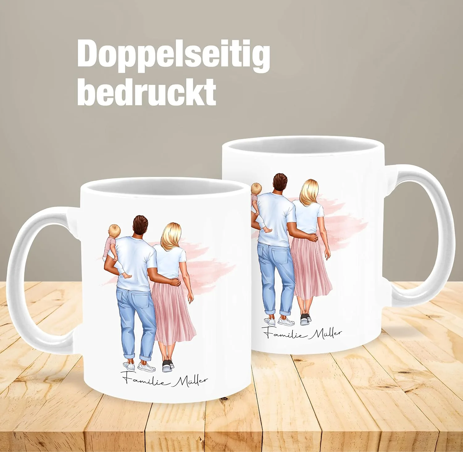 Кружка Mum Family 325 мл белая Geschenk mit Namen personalisiert by Shirtracer — фото 4