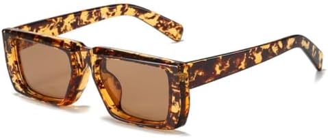 

Солнцезащитные очки 2026 года, маленькие прямоугольные, серебристые, для женщин, модные панк-очки, трендовые очки в стиле стимпанк, винтажные зеленые очки для мужчин MTZJH, C20-leopard Tea