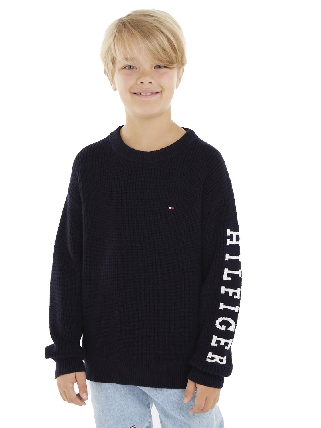 

Свитер hilfiger maglioncino a coste per ragazzi Tommy, синий