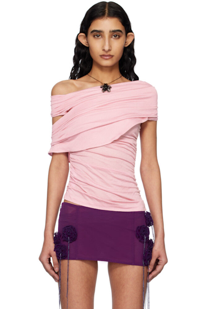 

Блузка из розового трикотажного сабле Blumarine