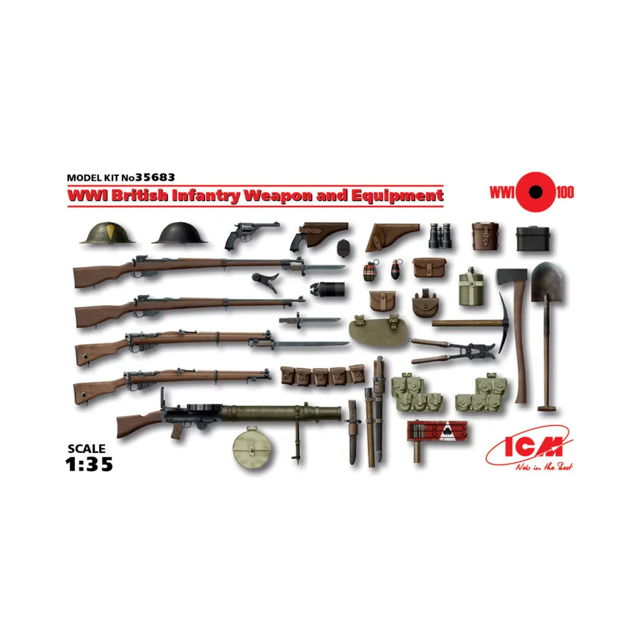 

Британское пехотное оружие и снаряжение Первой мировой войны, Military Models 1/35 Scale (ICM)