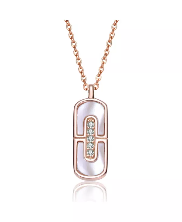 

Ожерелье с подвеской из 18-каратного розового золота, покрытого перламутром и прозрачными кубическими цирконами Rachel Glauber, pink