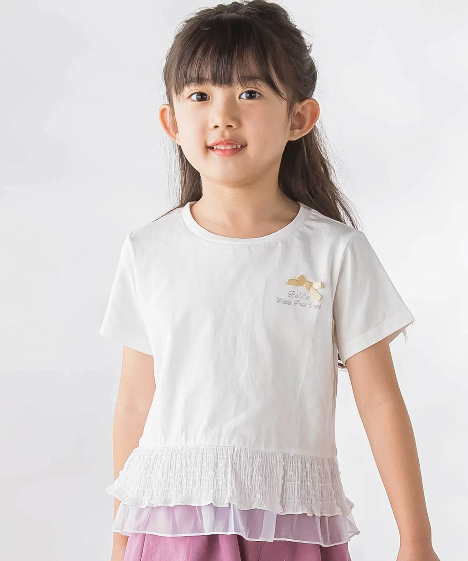 Детская футболка BeBe Petits Pois Vert с коротким рукавом и оборками