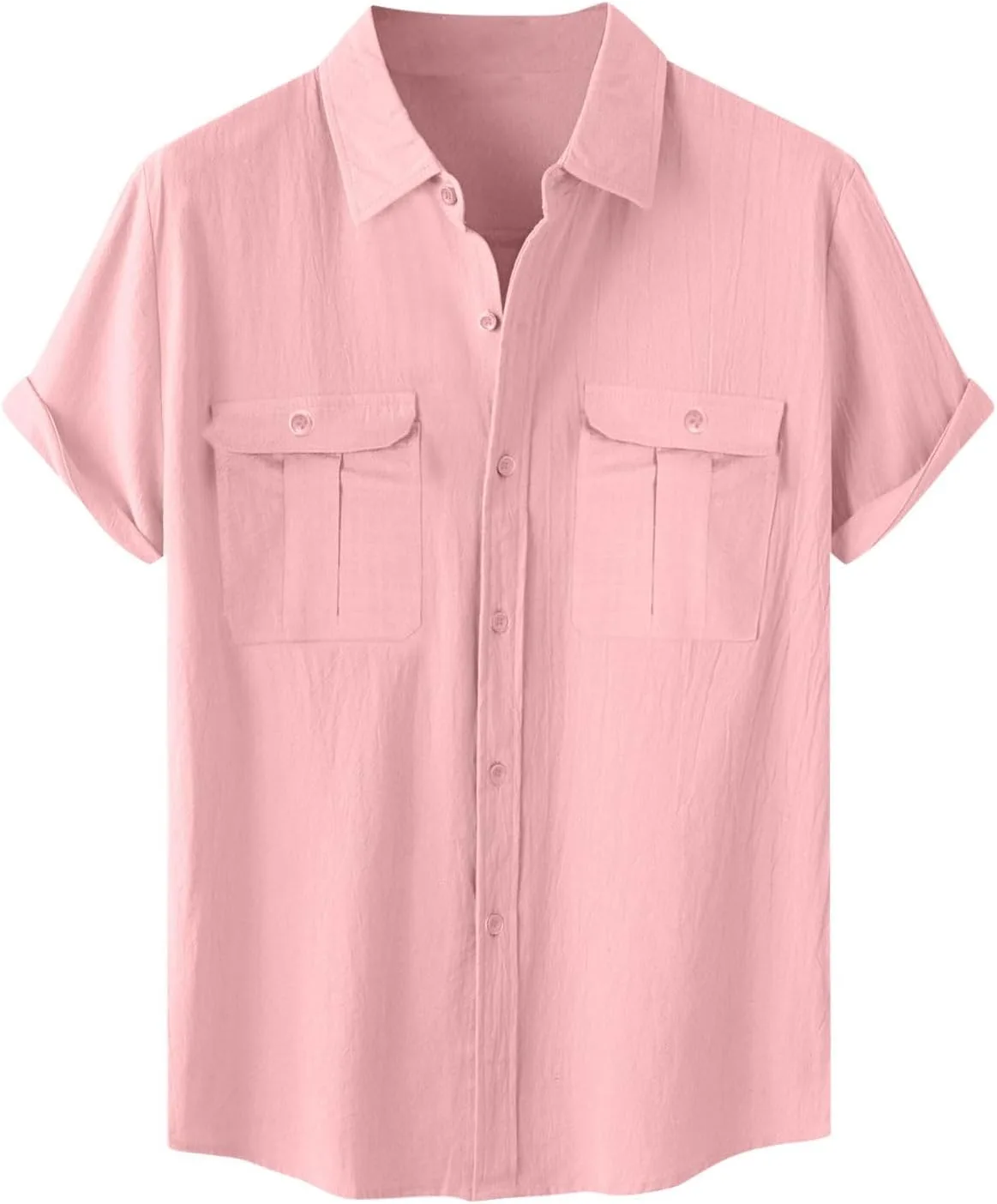 Рубашка для мужчин Cotton Linen Button Down с коротким рукавом