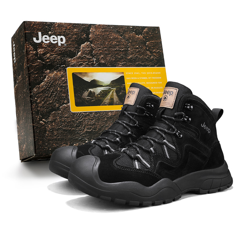 

Кожаные абразивостойкие амортизирующие ботинки Outdoor для мужчин Jeep, черный