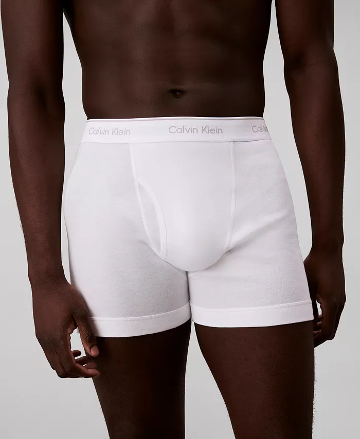 Мужские классические хлопковые боксеры-бриджи 5+1 бонусный набор Calvin Klein, белый — фото 4