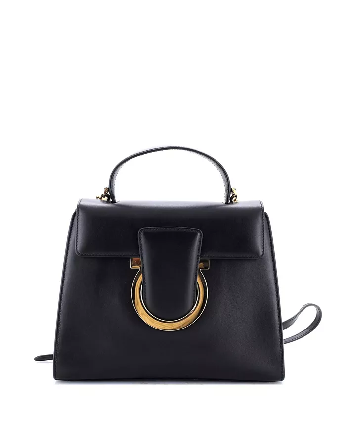 

Средняя сумка Thalia с клапаном и верхней ручкой из кожи Pre-Owned Salvatore Ferragamo, черный