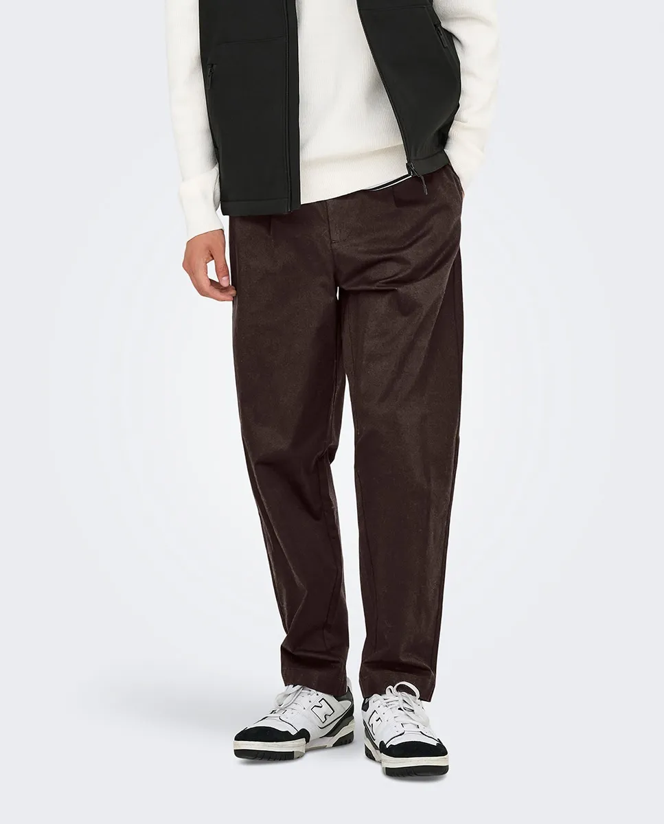 

Мужские брюки в китайском стиле с зауженным кроем Only & Sons, коричневый