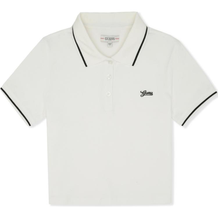 

GUESS Футболка-поло женская белая с воротником-поло умеренно прямого кроя, Белый, GUESS Футболка-поло женская белая с воротником-поло умеренно прямого кроя