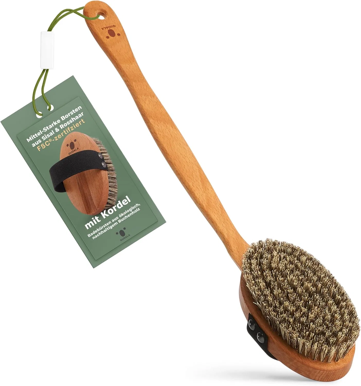 Премиум-щетка для ванны и тела с сизалем и конским волосом от QUOALA Quoala, Medium Bristles