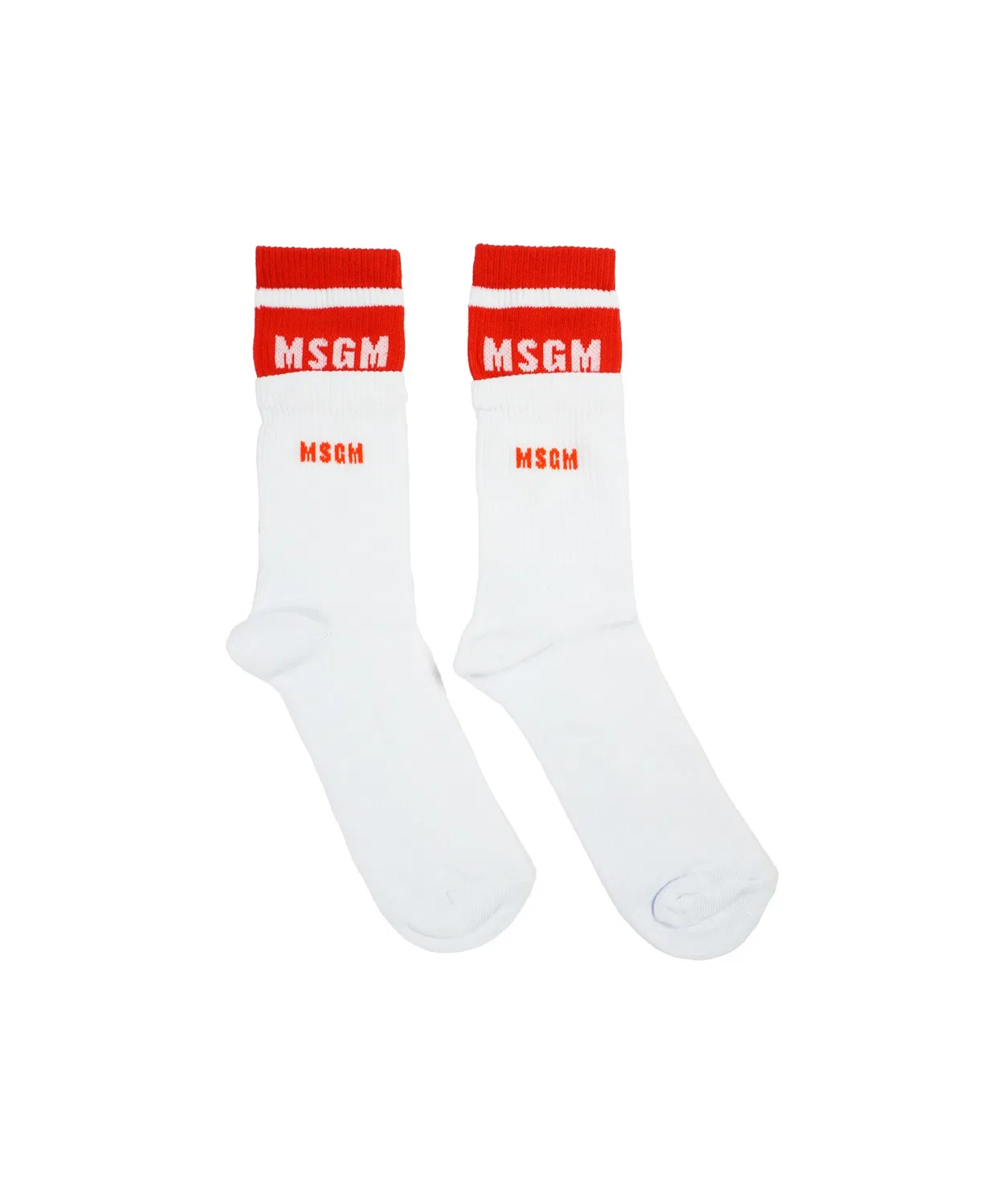 Носки детские с логотипом MSGM Kids, хлопковый бленд, белый с красным