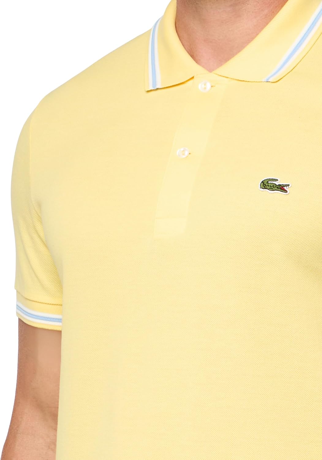 Lacoste мужская сезонная короткая рукавка обычного кроя поло с контрастным воротником, Yellow — фото 3