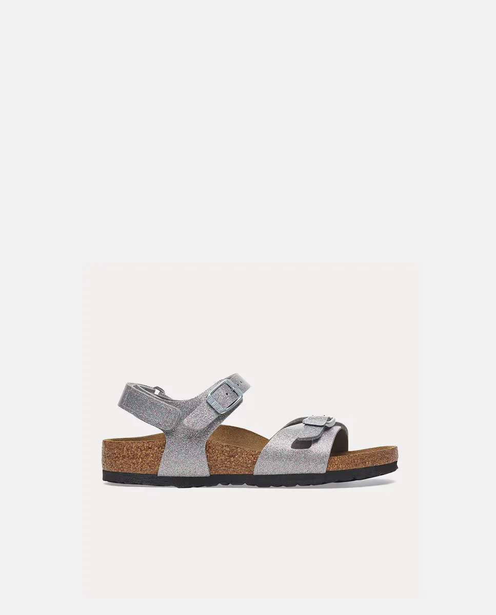 

Rio KIDS Birko Fllor сверкающие босоножки Birkenstock, серебряный