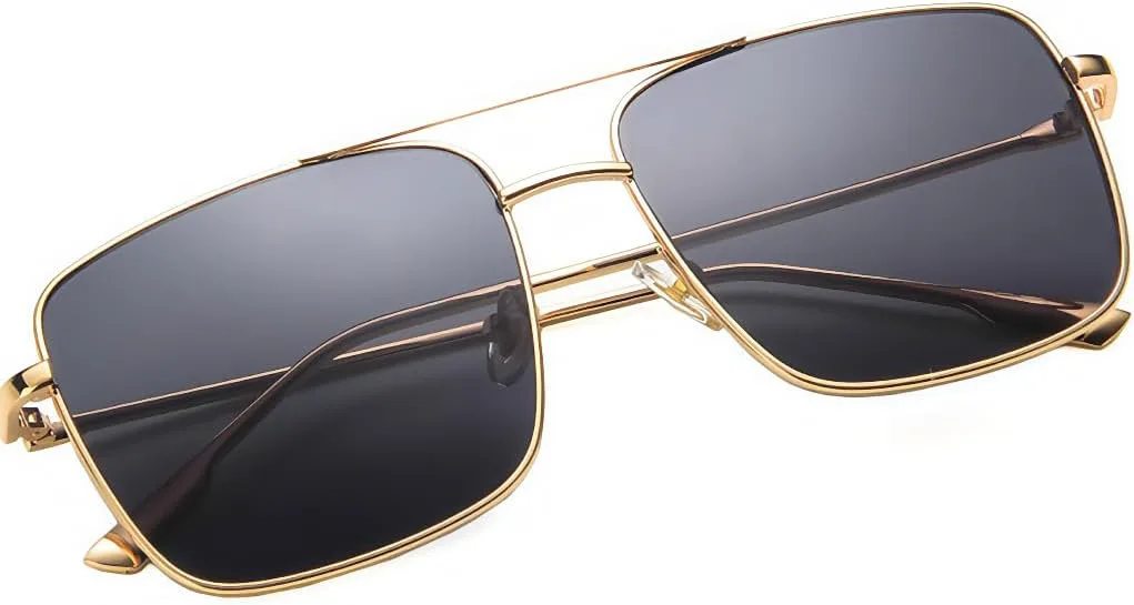 

Солнцезащитные очки ICARA Retro Oversized Square Polarized для женщин и мужчин, винтажные классические большие металлические солнцезащитные очки, Gold/Pink