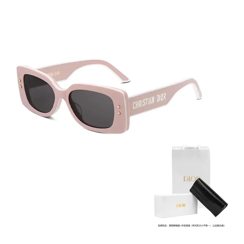 

DIOR Солнцезащитные очки с пластиковой оправой неправильной формы для женщин, Pink-Eyeglass Case+Box+Shopping Bag