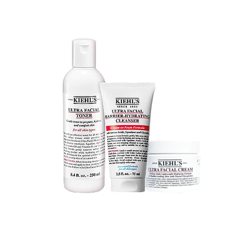 

Наборы для ухода за кожей с высокой степенью увлажнения Unisex Kiehl's, three-piece set: gentle cleansing foam 75ml+high moisturizing toner 250ml+high moisturizing cream 50ml