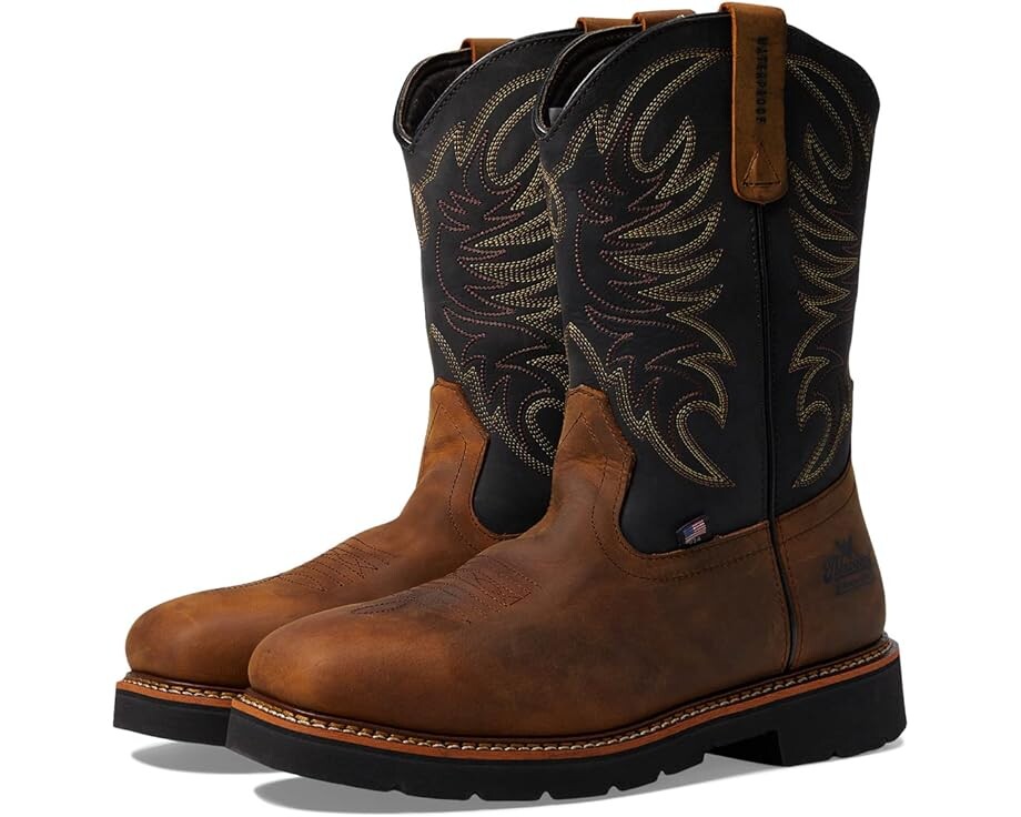 

Ботинки Thorogood American Heritage Square Toe Wellington Safety Waterproof, цвет Black Upper/Crazy Horse Bottom