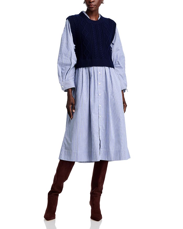 

Платье Caleb Cable Knit с многослойным узором Sea, синий