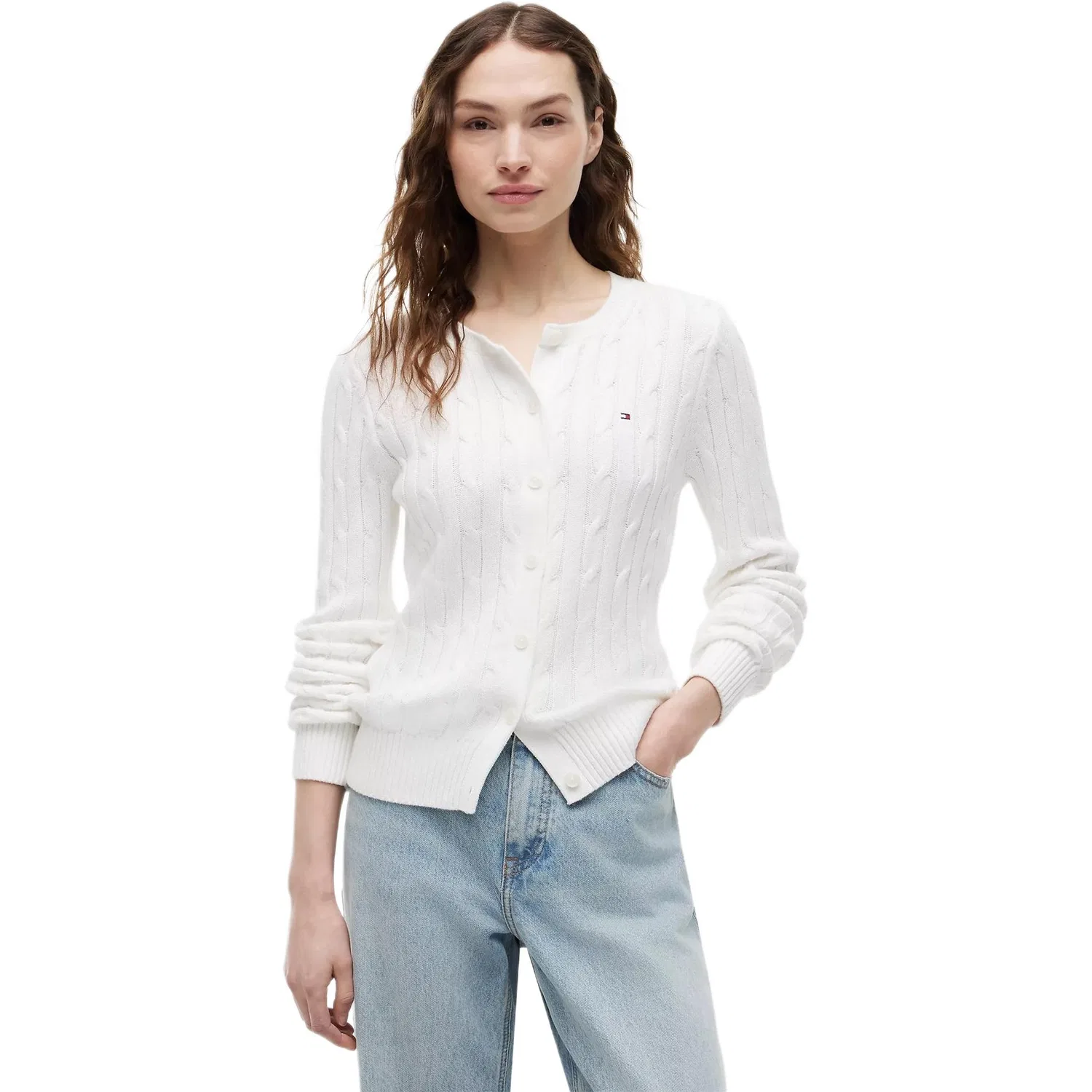 Свитер вязаный женский Tommy Hilfiger Cable Knit Cardigan белый
